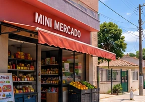 Fachada de um pequeno mercado de bairro